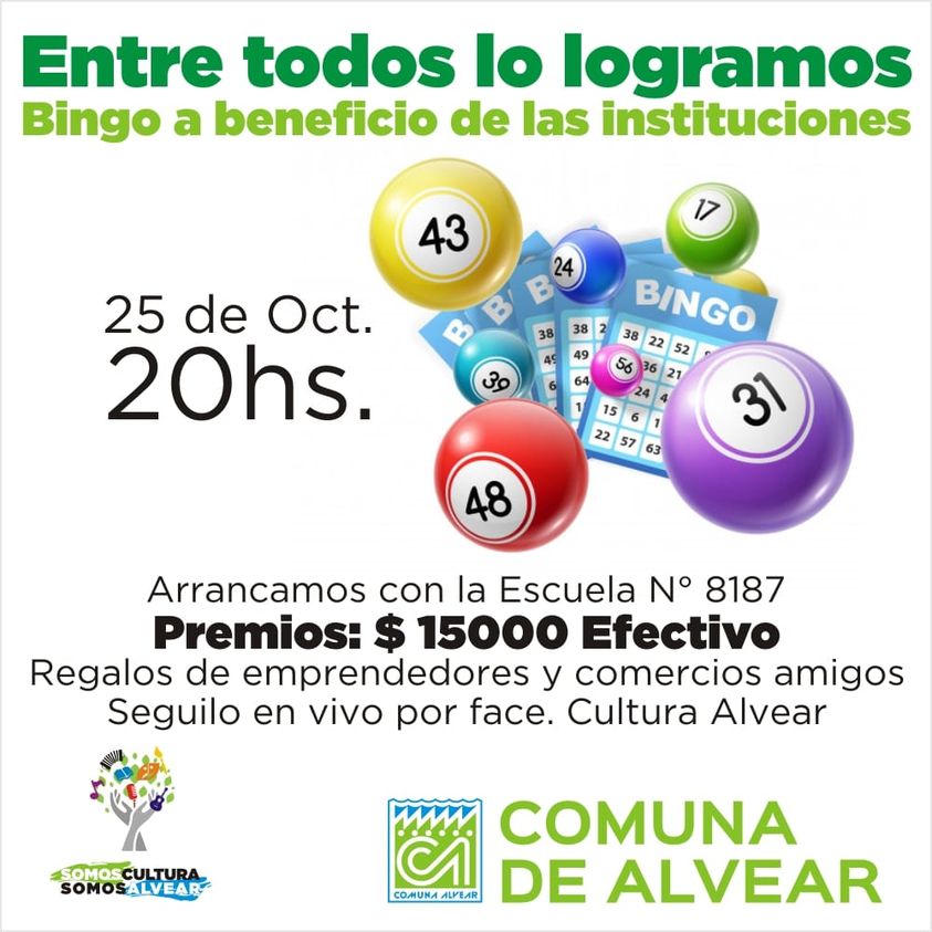 Bingo a beneficio de las instituciones