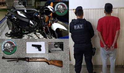 Villa Gobernador Gálvez: detuvieron a un adolescente con partes de motos robadas y una réplica de arma de fuego