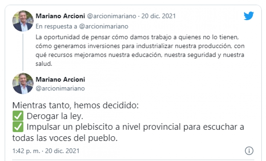 Derogarán la ley de zonificación minera y convocarán a un plebiscito en Chubut