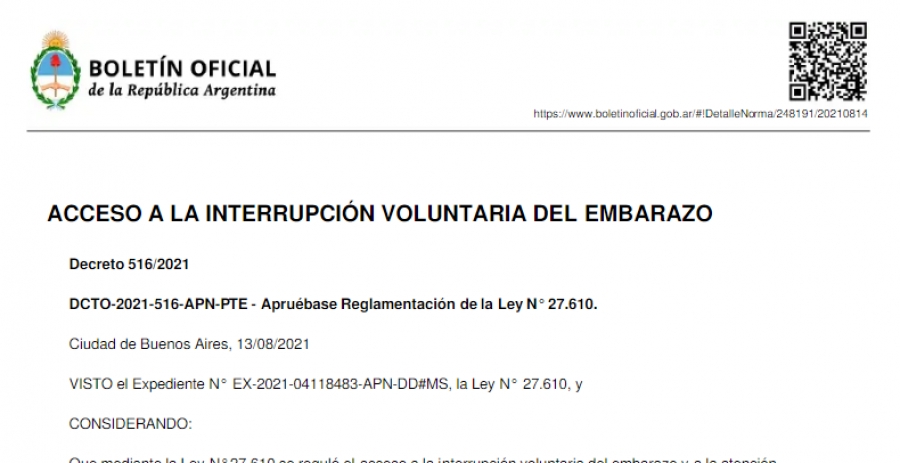 El Gobierno reglamentó la ley de Interrupción Voluntaria del Embarazo