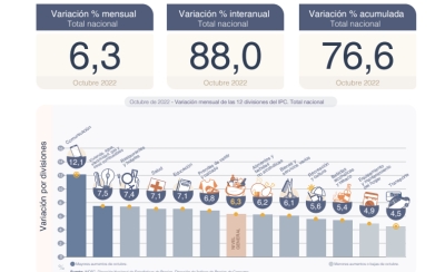 6,3% subió en octubre el índice de precios al consumidor