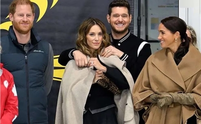 Luisana Lopilato y Michael Bublé con el príncipe Harry y Meghan Markle