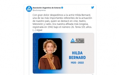 A los 101 años falleció Hilda Bernard