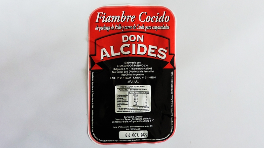 La ASSAL prohibió el “fiambre cocido de pechuga de pollo y carne de cerdo para emparedados marca Don Alcides”