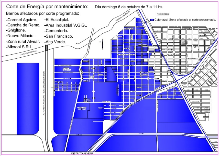 Corte programado de energía en V.G.Gálvez