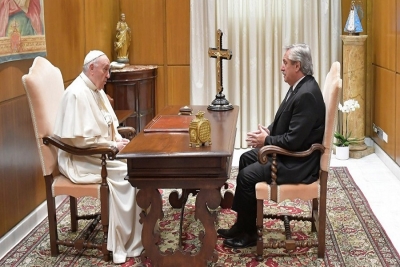 El presidente se reunió a solas con el Papa