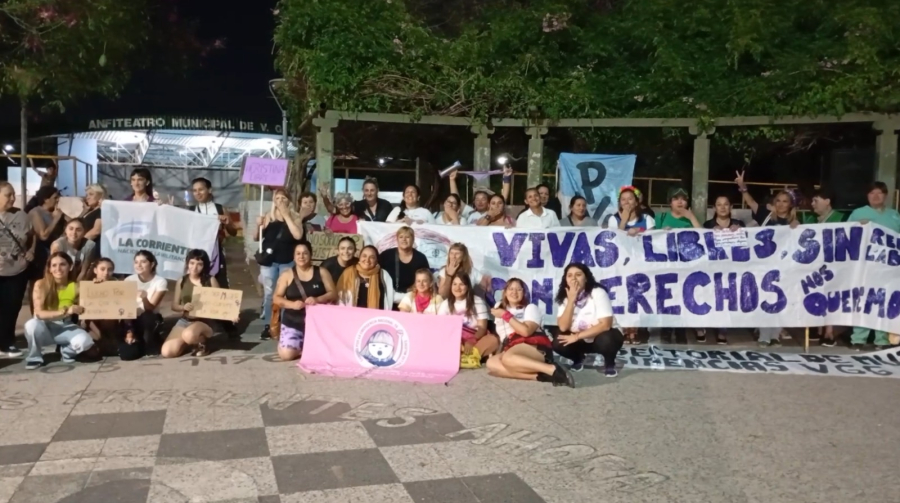 8M en V.G.Gálvez: una columna recorrió la ciudad con consignas por los derechos de las mujeres