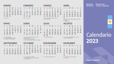 Se conocieron los 19 feriados de 2023