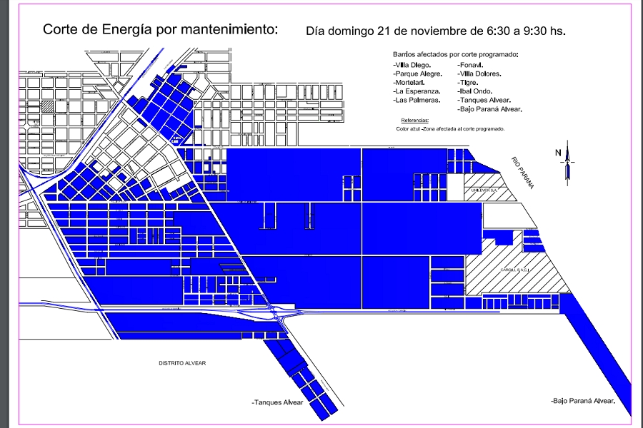 Corte programado en 11 barrios de la ciudad el domingo