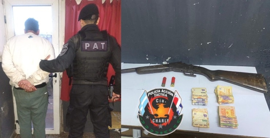 V.G.Gálvez: un hombre resultó herido en una discusión y detuvieron a otro con un arma, cartuchos y más de $300 mil