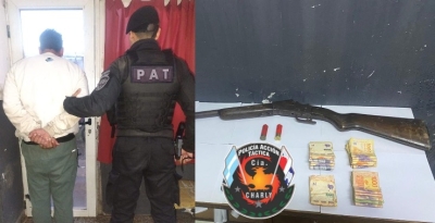 V.G.Gálvez: un hombre resultó herido en una discusión y detuvieron a otro con un arma, cartuchos y más de $300 mil